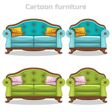 Vector Vintage Baroque Sofa and armchair, set furniture Stock Illustration