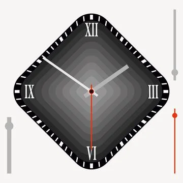 Vector vintage black diamond-shaped watch dial with arrows. Illustration clip Stock Illustration