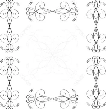 Vector vintage border  frame engraving  with retro ornament Stock Illustration