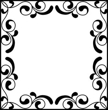 Vector vintage border frame engraving with retro ornament Stock Illustration