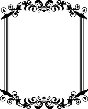 Vector vintage border frame engraving with retro ornament Stock Illustration