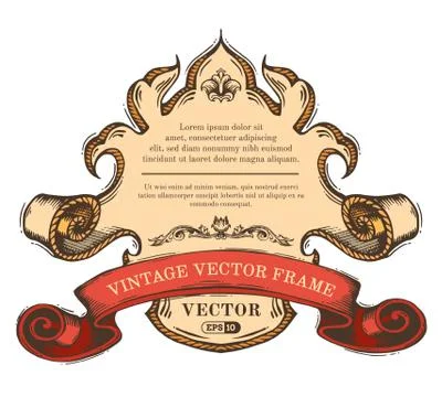 Vector vintage border frame isolated on white background. Stock Illustration