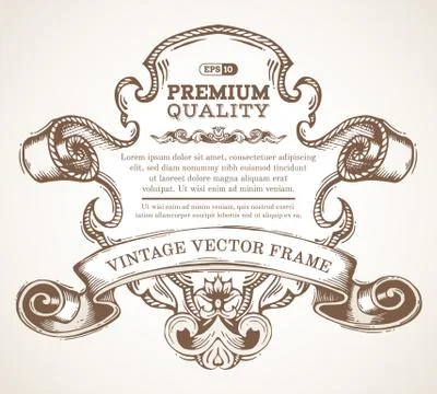 Vector vintage border frame with retro ornament. Stock Illustration