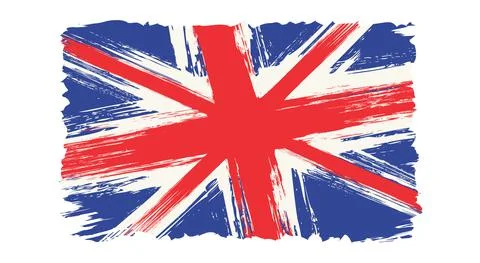 Vector vintage British flag. Drawing flag of UK in grunge style. Stock Illustration