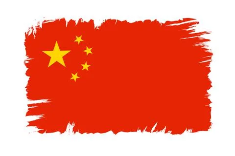 Vector vintage China flag. Vector Chineese flag. Stock Illustration