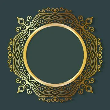 Vector vintage circle frame made of lace with shadow. Stock Illustration