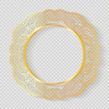 Vector vintage circle frames, made of lace with shadow. Stock Illustration