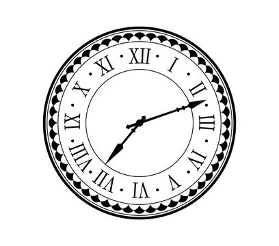 Vector vintage clock face with Roman numerals Stock Illustration