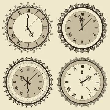 Vector vintage clock set Stock Illustration