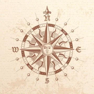 Vector Vintage Compass Rose Stock Illustration