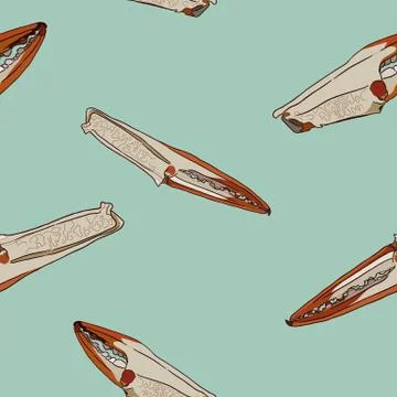 Vector vintage crab drawing.seamless pattern. Illustrazione stock