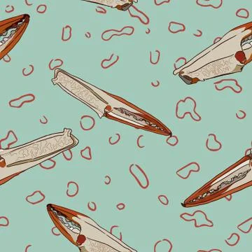 Vector vintage crab drawing.seamless pattern. Illustrazione stock