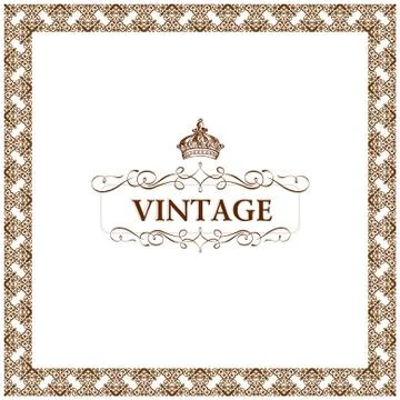 Vector vintage decor frame ornament floral Stock Illustration
