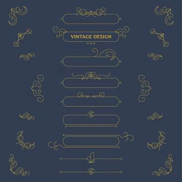 Vector vintage decorative design elements and frames Illustrazione stock