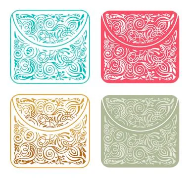 Vector vintage decorative stylized envelope. Template elements hand drawn Stock Illustration