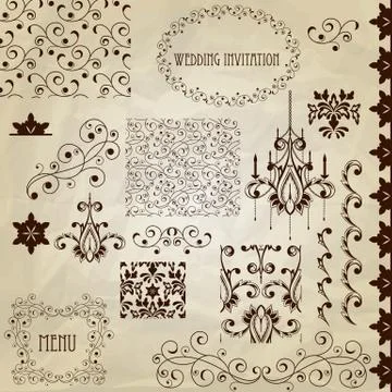 Vector vintage design elements Stock Illustration