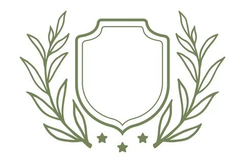Vector vintage emblem for wedding with shield and wreath. Retro logo templa.. Illustration
