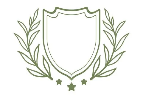 Vector vintage emblem for wedding with shield and wreath. Retro logo templa.. 库存插图