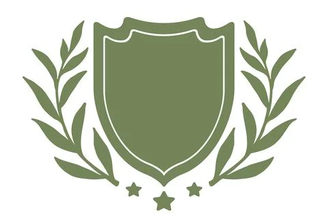 Vector vintage emblem for wedding with shield and wreath. Retro logo templa.. Stock Illustration