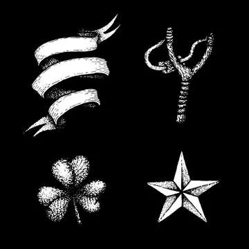 Vector vintage engraving illustrations set. Illustrazione stock