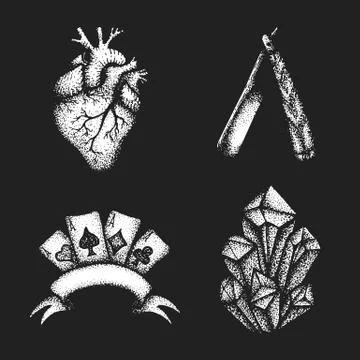Vector vintage engraving illustrations set. Stock-Illustration