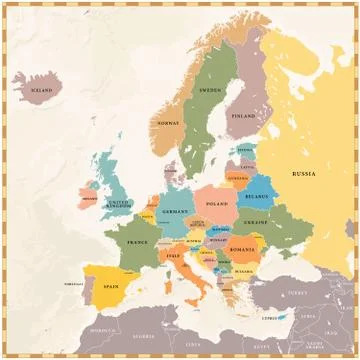 Vector Vintage Europe Map Stock Illustration