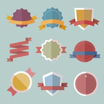 Vector vintage flat badges and color labels. - Illustration Stock Illustration