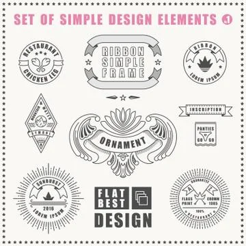 Vector vintage flat elements icons collection Luxury logo 스톡 일러스트