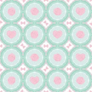 Vector vintage flat seamless pattern with rose Stock Illustration