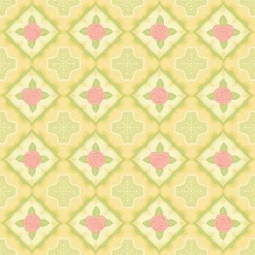 Vector vintage flat seamless pattern with rose Stock Illustration