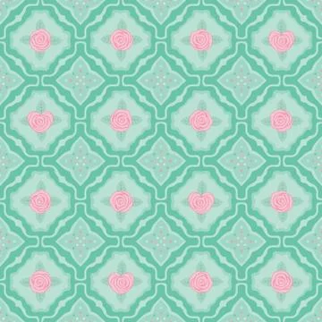 Vector vintage flat seamless pattern with rose イラスト素材