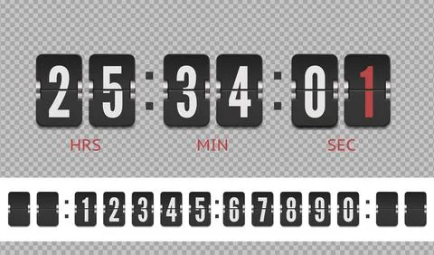 Vector vintage flip clock time counter. Analog airport board countdown timer 스톡 일러스트