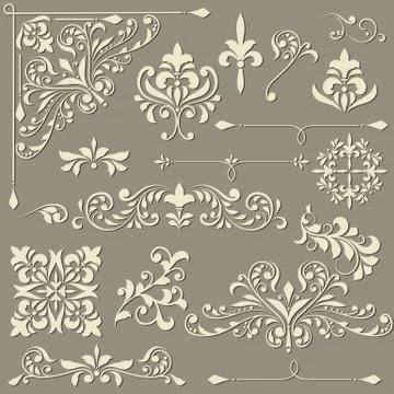 Vector  vintage floral  design elements Stock Illustration