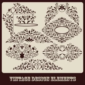 Vector  vintage floral design elements Stock Illustration