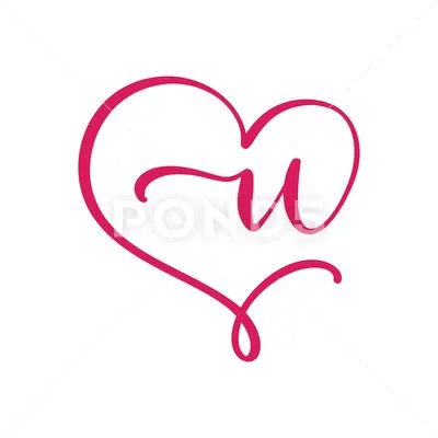 Vector Vintage floral monogram letter F. Calligraphy element heart logo  Valentine card flourish frame. Hand drawn Love sign for page decoration and  design illustration, Stock vector