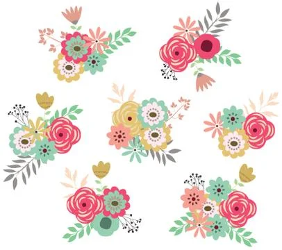 Vector Vintage Flower Set イラスト素材