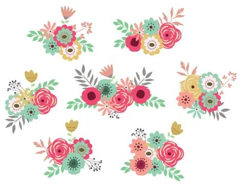 Vector Vintage Flower Set Stock-Illustration