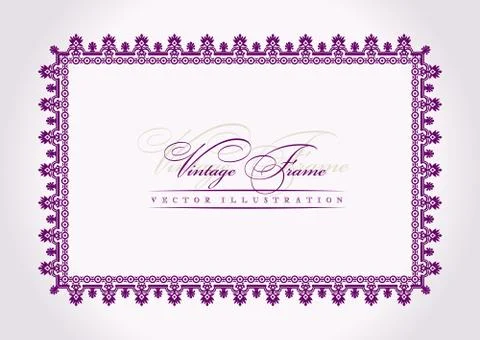Vector vintage frame baroque decor lilac ornament Stock Illustration