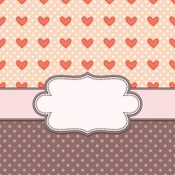 Vector vintage frame with hearts Stock Illustration