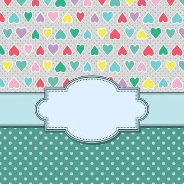 Vector vintage frame with hearts Stock Illustration