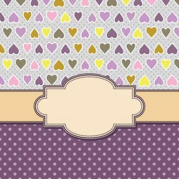 Vector vintage frame with hearts Stock Illustration
