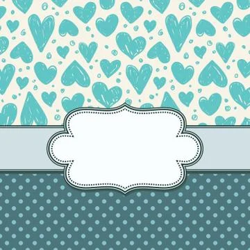 Vector vintage frame with hearts Stock Illustration