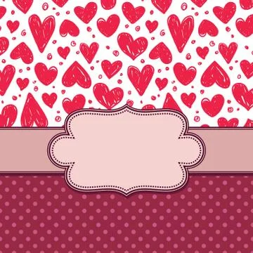 Vector vintage frame with hearts Stock Illustration