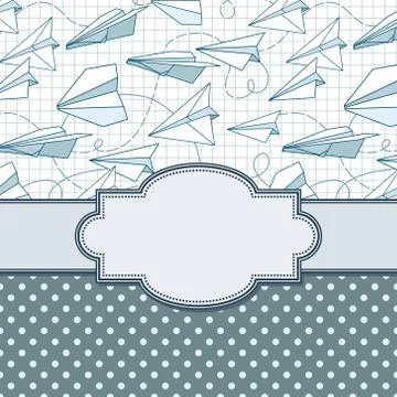 Vector vintage frame with paper planes and text place Stock Illustration