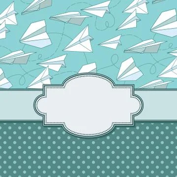 Vector vintage frame with paper planes and text place Stock Illustration