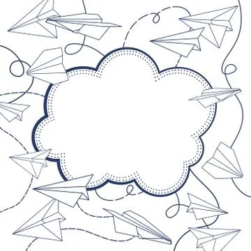 Vector vintage frame with paper planes and text place Stock Illustration