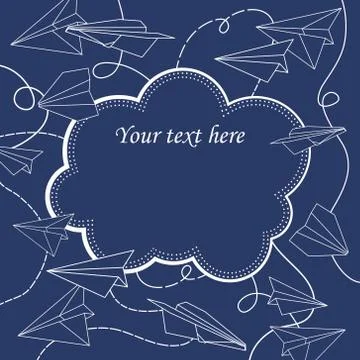Vector vintage frame with paper planes and text place Stock Illustration