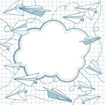 Vector vintage frame with paper planes and text place Stock Illustration