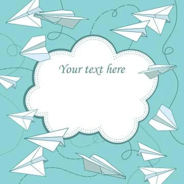 Vector vintage frame with paper planes and text place Stock Illustration
