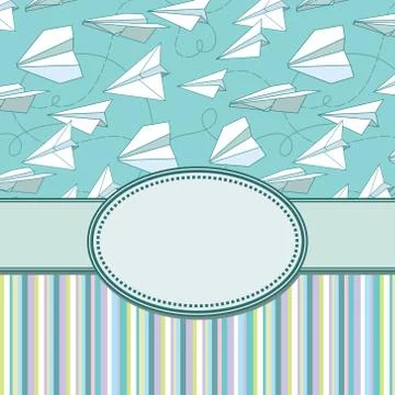 Vector vintage frame with paper planes and text place Stock Illustration
